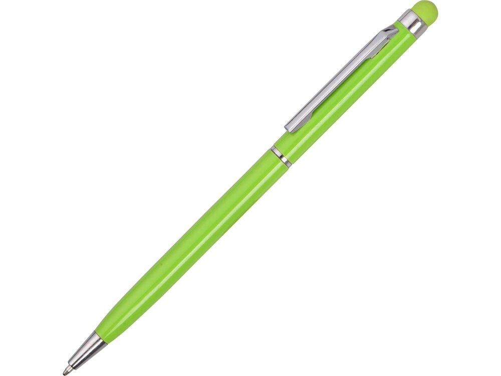 Ручка-стилус металлическая шариковая Jucy, зеленое яблоко от компании ТОО VEER Company Group / Одежда и сувениры с логотипом - фото 1