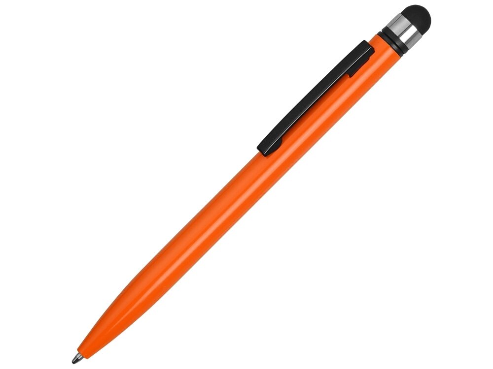 Ручка-стилус металлическая шариковая Poke, оранжевый/черный от компании ТОО VEER Company Group / Одежда и сувениры с логотипом - фото 1