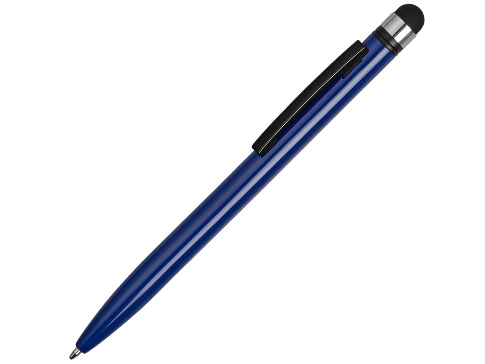 Ручка-стилус металлическая шариковая Poke, синий/черный от компании ТОО VEER Company Group / Одежда и сувениры с логотипом - фото 1
