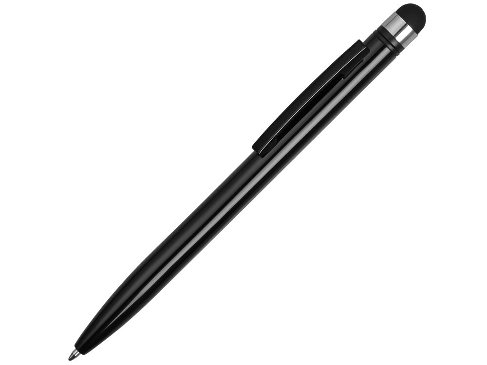 Ручка-стилус пластиковая шариковая Poke, черный от компании ТОО VEER Company Group / Одежда и сувениры с логотипом - фото 1