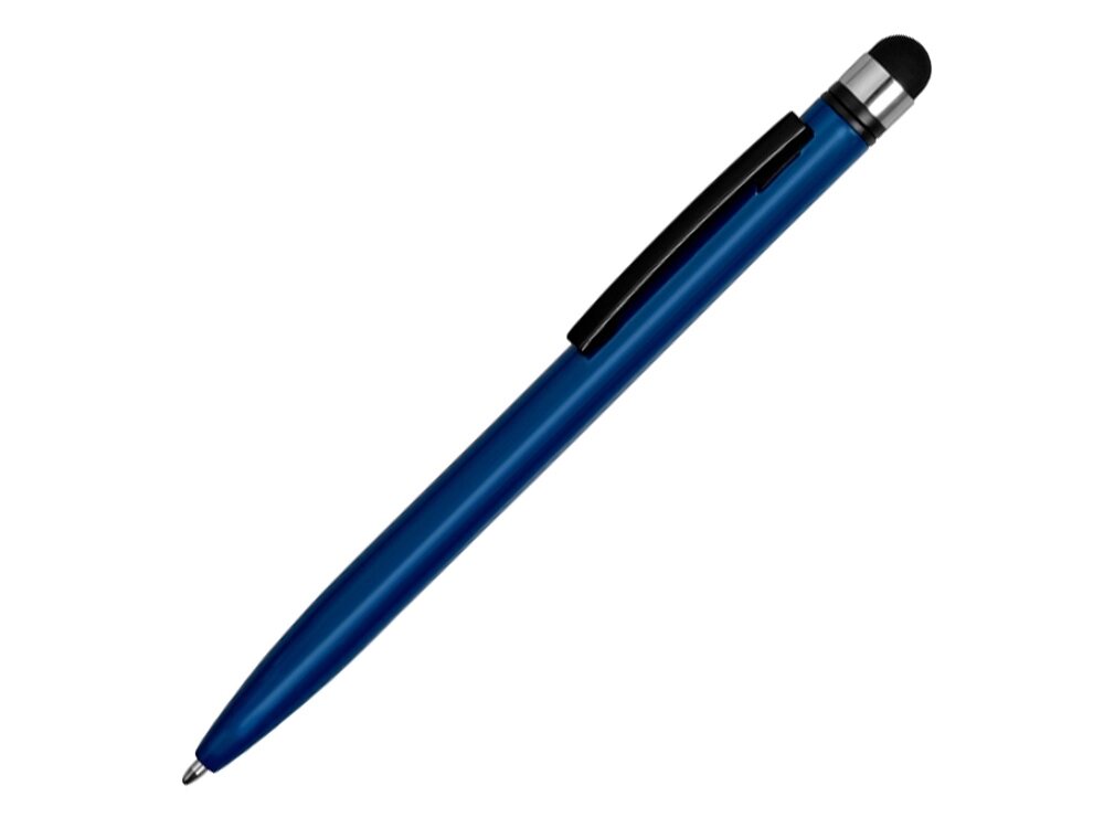 Ручка-стилус пластиковая шариковая Poke, синий/черный от компании ТОО VEER Company Group / Одежда и сувениры с логотипом - фото 1