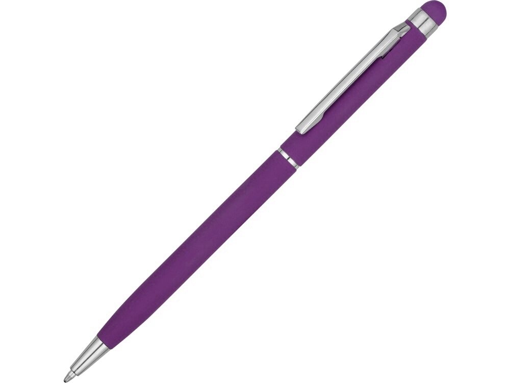 Ручка-стилус шариковая Jucy Soft с покрытием soft touch, фиолетовый (Р) от компании ТОО VEER Company Group / Одежда и сувениры с логотипом - фото 1
