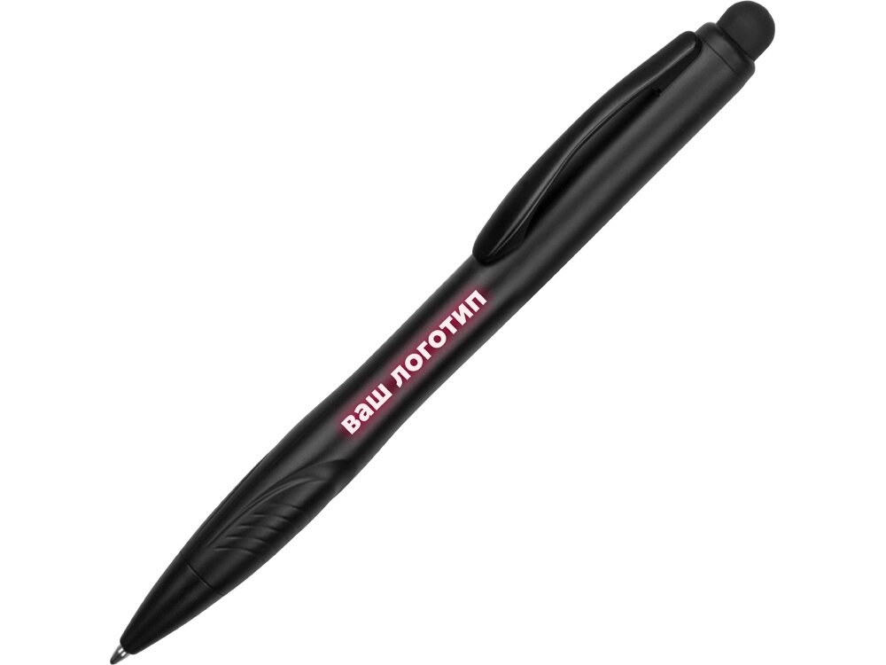 Ручка-стилус шариковая Light, черная с красной подсветкой от компании ТОО VEER Company Group / Одежда и сувениры с логотипом - фото 1