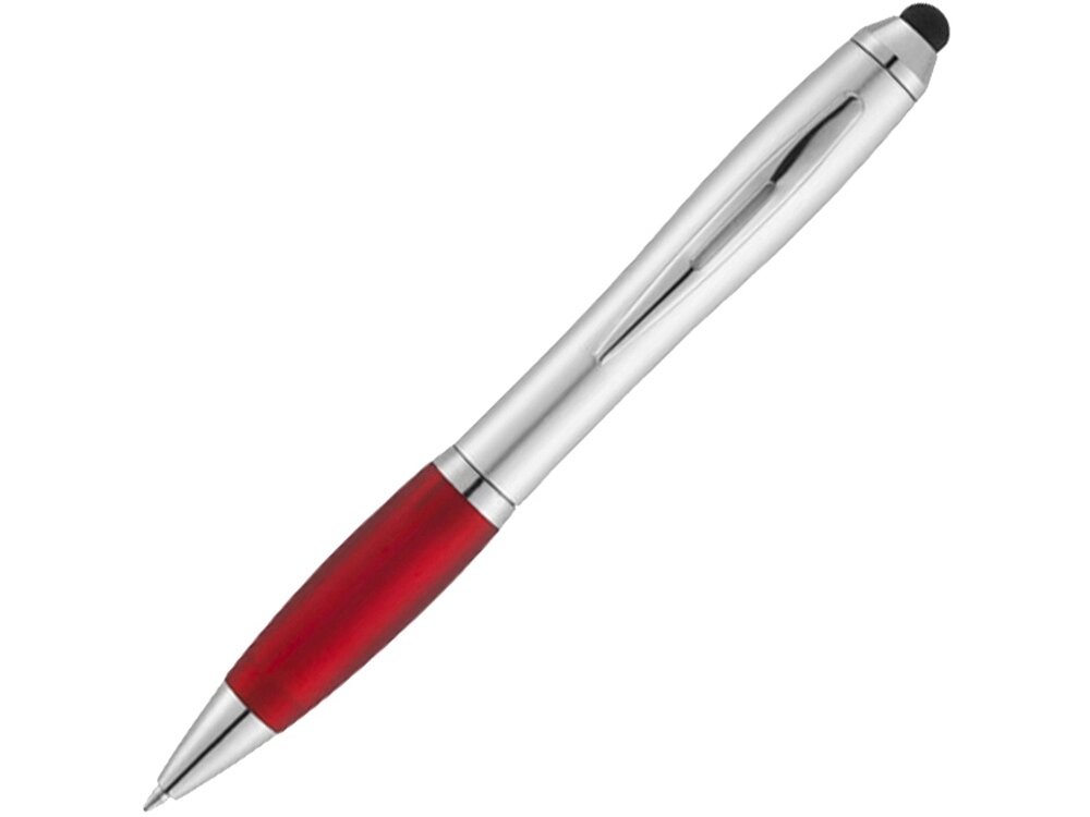 Ручка-стилус шариковая Nash, серебристый/красный от компании ТОО VEER Company Group / Одежда и сувениры с логотипом - фото 1
