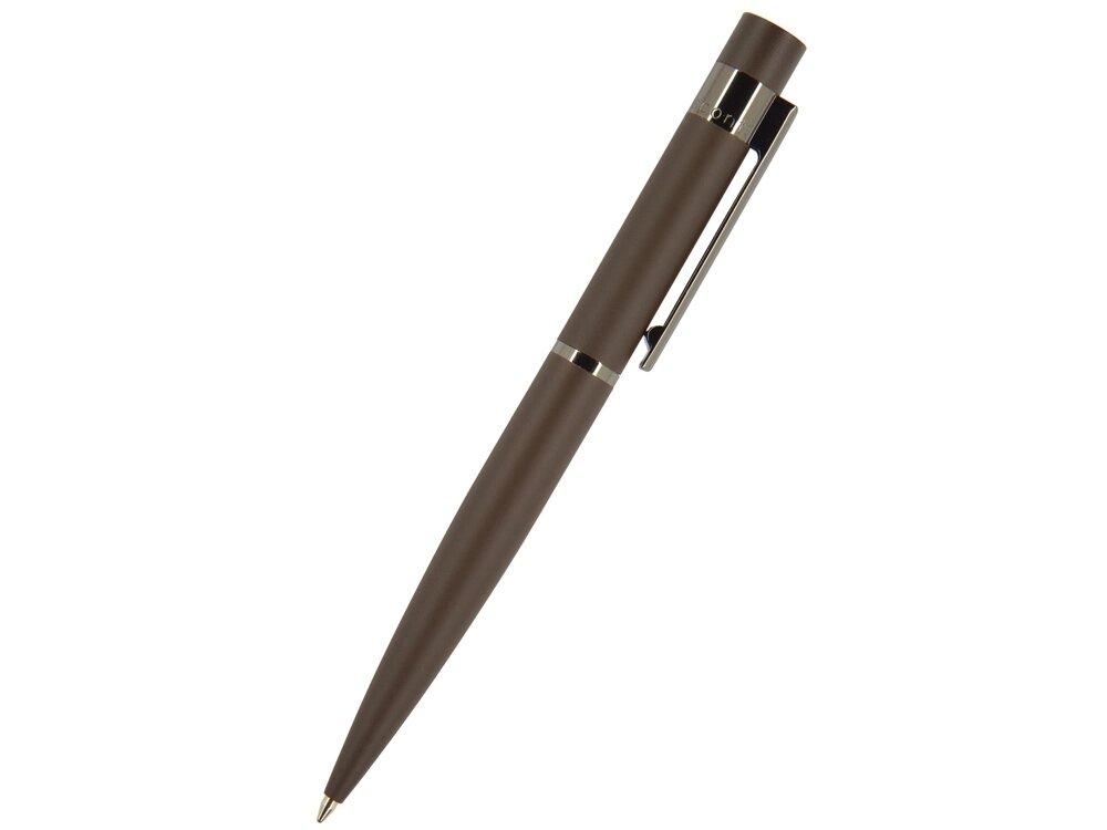 Ручка Verona шариковая  автоматическая, коричневый металлический корпус 1.0 мм, синяя от компании ТОО VEER Company Group / Одежда и сувениры с логотипом - фото 1