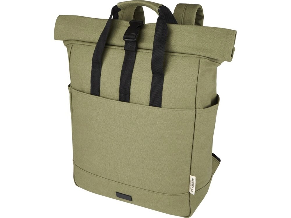 Рюкзак для 15-дюймового ноутбука Joey объемом 15 л из брезента, переработанного по стандарту GRS, со сворачивающимся от компании ТОО VEER Company Group / Одежда и сувениры с логотипом - фото 1
