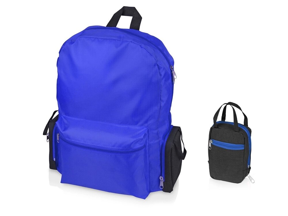 Рюкзак Fold-it складной, синий от компании ТОО VEER Company Group / Одежда и сувениры с логотипом - фото 1