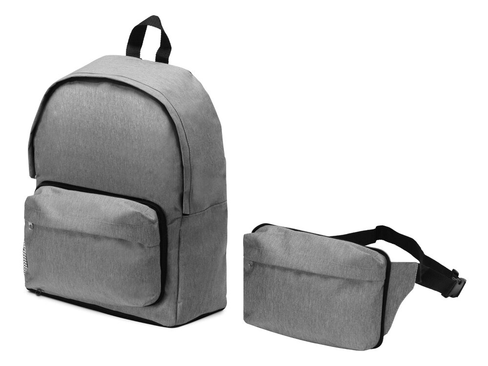 Рюкзак из переработанного пластика Extend 2-в-1 с поясной сумкой, серый от компании ТОО VEER Company Group / Одежда и сувениры с логотипом - фото 1