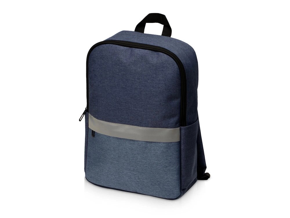 Рюкзак Merit со светоотражающей полосой и отделением для ноутбука 15.6'', синий/светло-синий от компании ТОО VEER Company Group / Одежда и сувениры с логотипом - фото 1