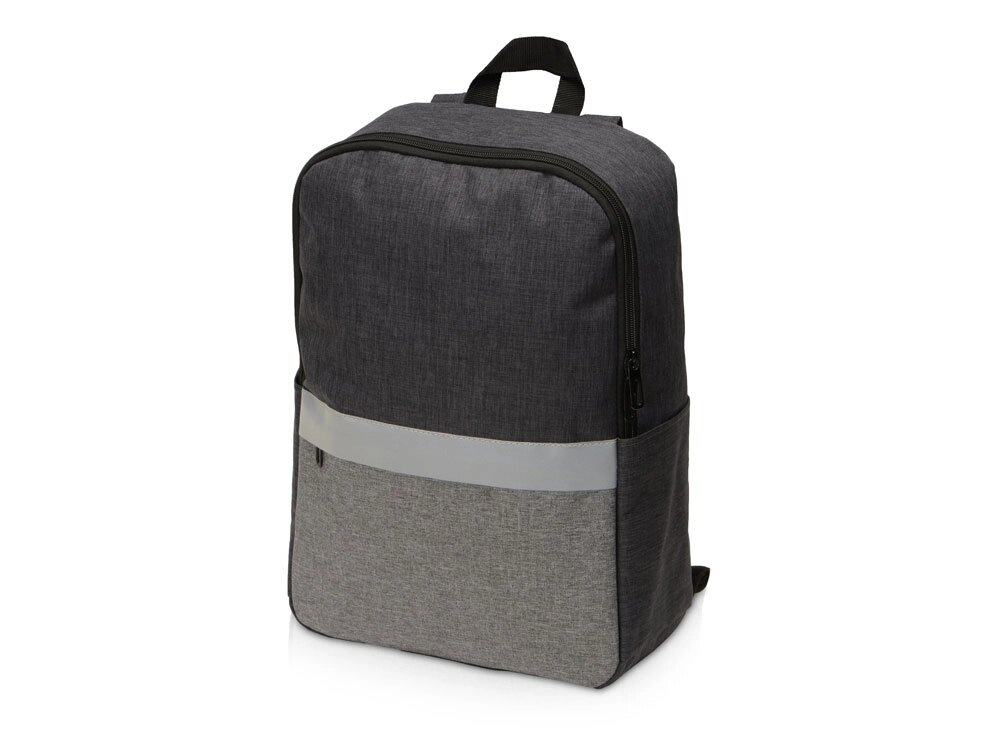 Рюкзак Merit со светоотражающей полосой и отделением для ноутбука 15.6'', темно-серый/серый (Р) от компании ТОО VEER Company Group / Одежда и сувениры с логотипом - фото 1