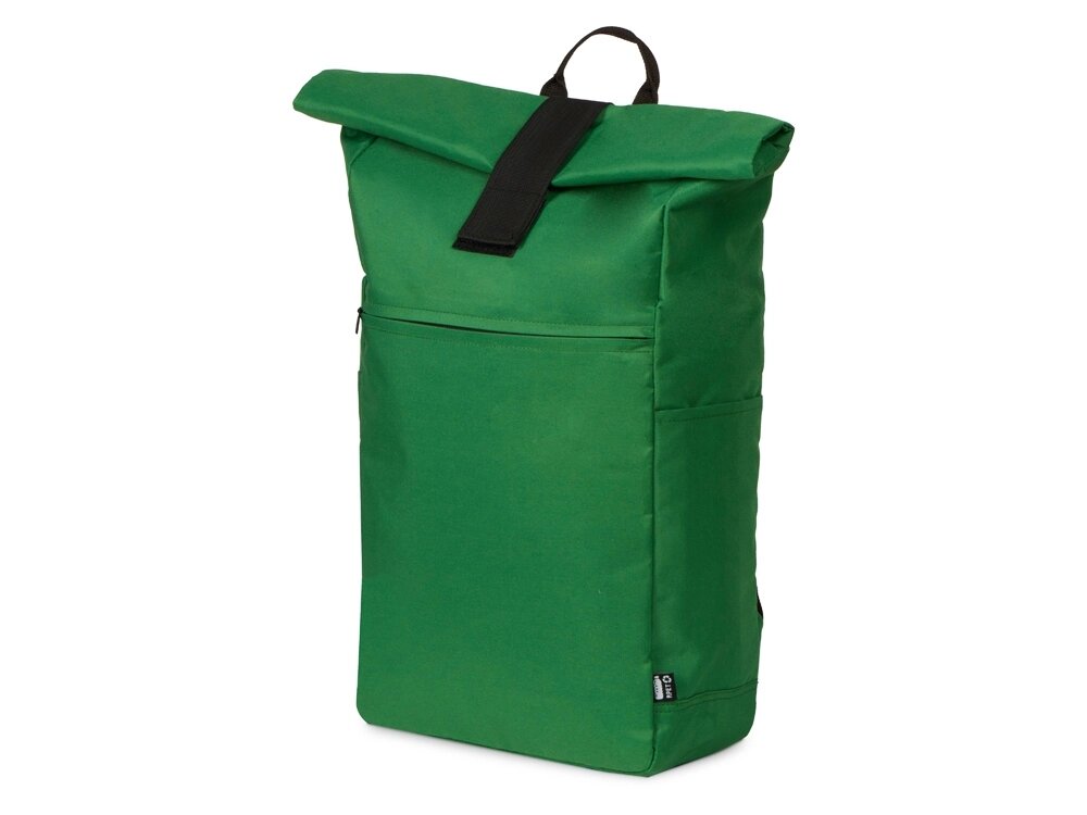 Рюкзак на липучке Vel из переработанного пластика, темно-зеленый от компании ТОО VEER Company Group / Одежда и сувениры с логотипом - фото 1