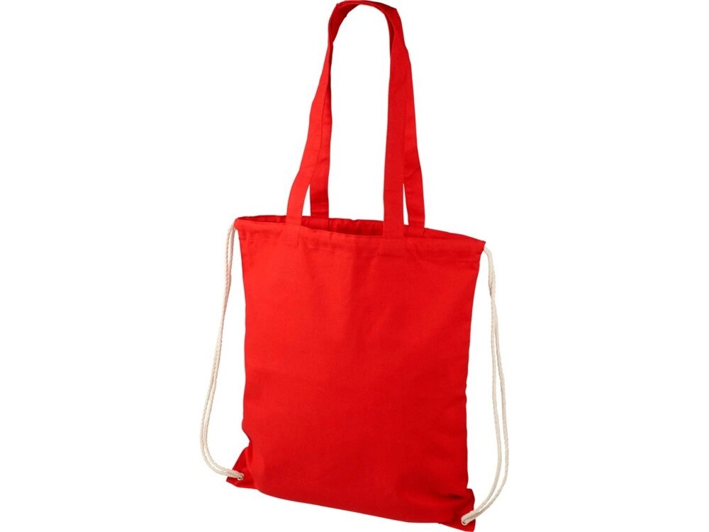 Рюкзак со шнурком Eliza из хлопчатобумажной ткани плотностью 240 г/м2, красный от компании ТОО VEER Company Group / Одежда и сувениры с логотипом - фото 1