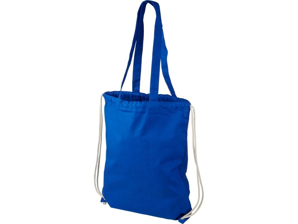 Рюкзак со шнурком Eliza из хлопчатобумажной ткани плотностью 240 г/м2, синий от компании ТОО VEER Company Group / Одежда и сувениры с логотипом - фото 1