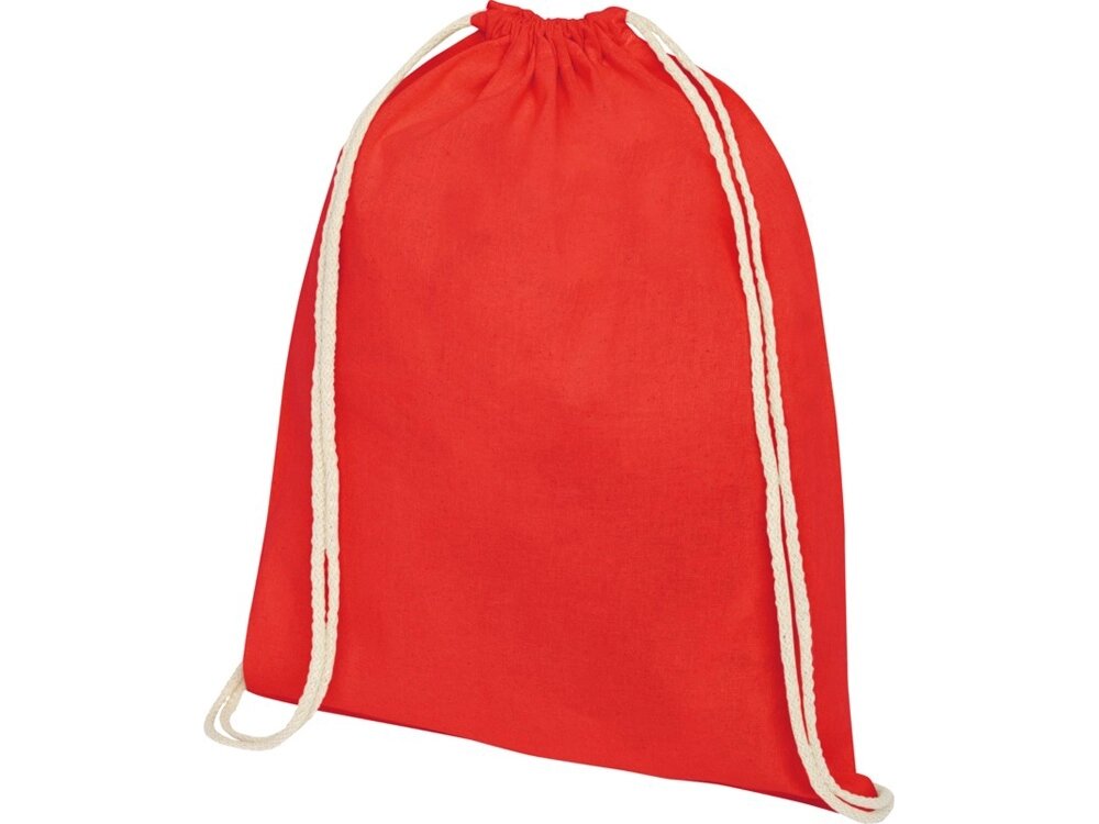 Рюкзак со шнурком Oregon хлопка плотностью 140 г/м2, красный от компании ТОО VEER Company Group / Одежда и сувениры с логотипом - фото 1