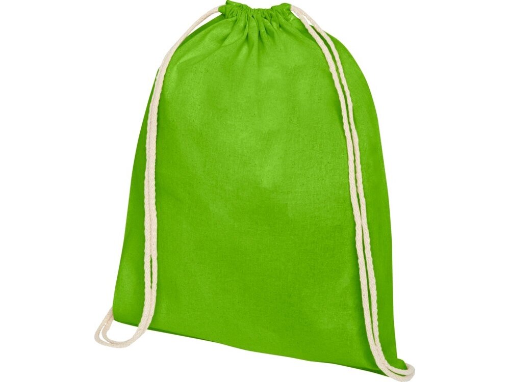 Рюкзак со шнурком Oregon хлопка плотностью 140 г/м2, лайм от компании ТОО VEER Company Group / Одежда и сувениры с логотипом - фото 1