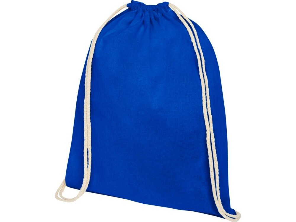 Рюкзак со шнурком Oregon хлопка плотностью 140 г/м2, синий от компании ТОО VEER Company Group / Одежда и сувениры с логотипом - фото 1