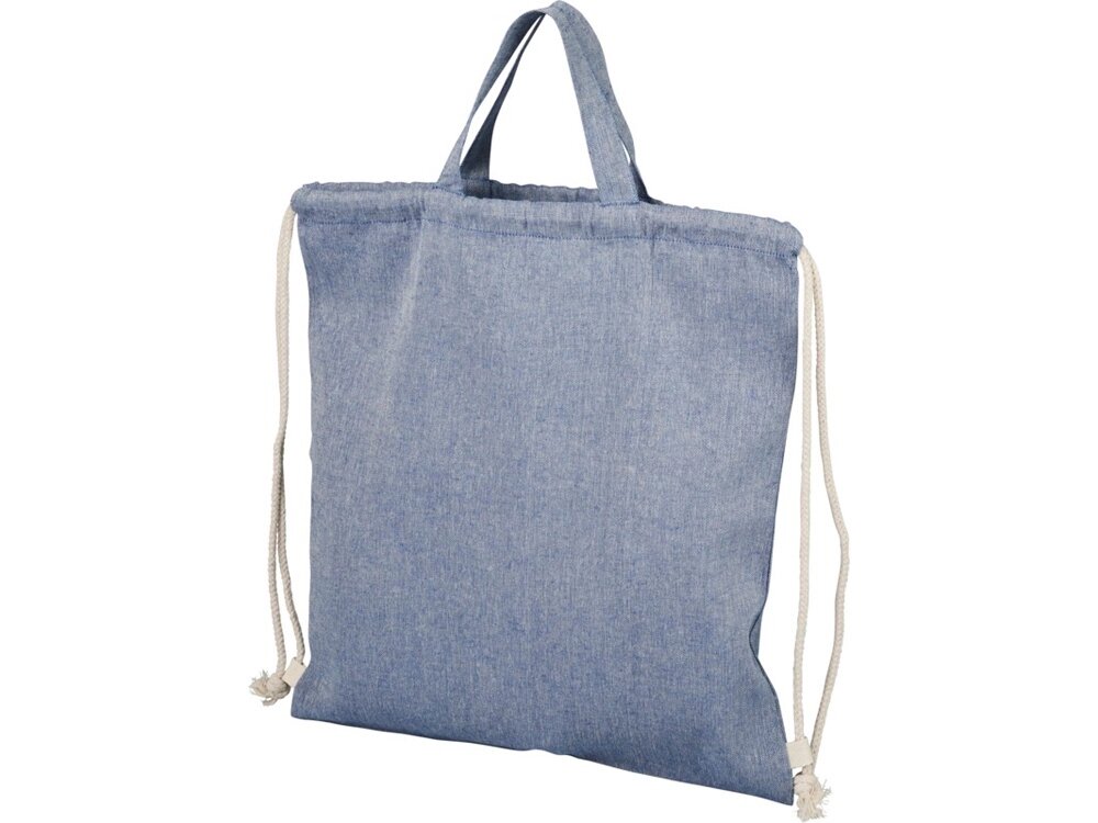 Рюкзак со шнурком Pheebs из 150 г/м2 переработанного хлопка, синий меланж от компании ТОО VEER Company Group / Одежда и сувениры с логотипом - фото 1
