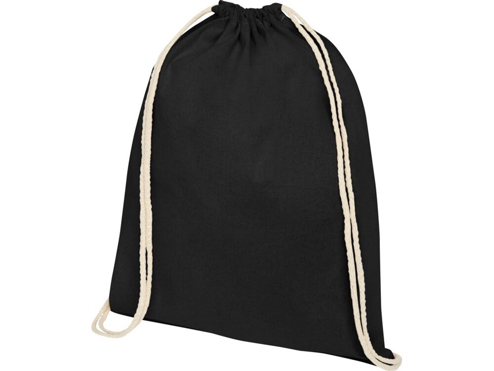 Рюкзак со шнурком Tenes из хлопка плотностью 140 г/м2, черный от компании ТОО VEER Company Group / Одежда и сувениры с логотипом - фото 1