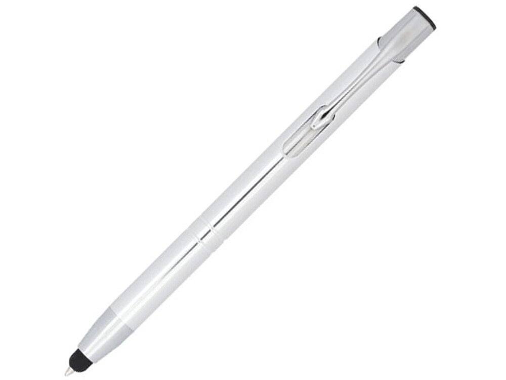 Шариковая кнопочная ручка-стилус Moneta из анодированного алюминия, titanium от компании ТОО VEER Company Group / Одежда и сувениры с логотипом - фото 1