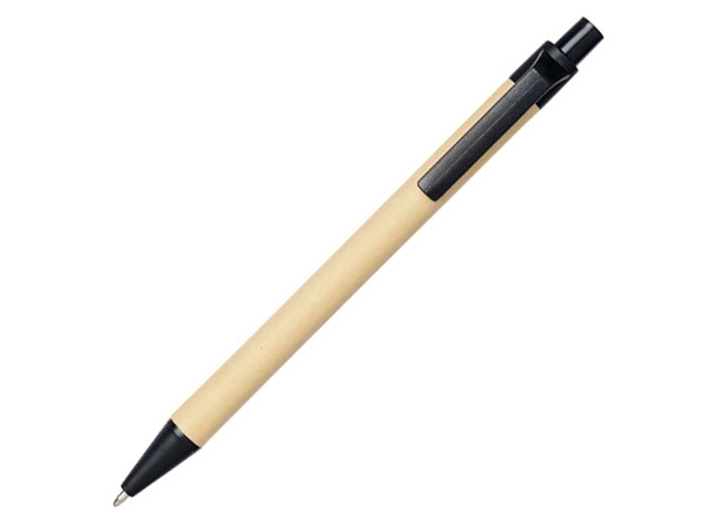 Шариковая ручка Berk из переработанного картона и кукурузного пластика, натуральный/черный от компании ТОО VEER Company Group / Одежда и сувениры с логотипом - фото 1