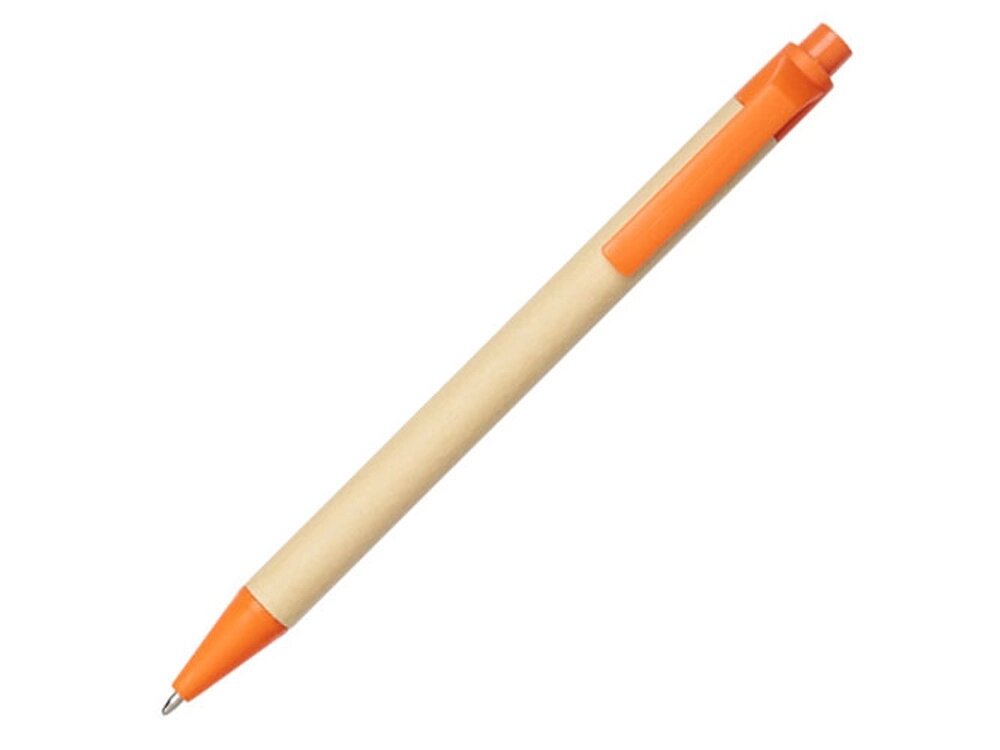 Шариковая ручка Berk из переработанного картона и кукурузного пластика, натуральный/оранжевый от компании ТОО VEER Company Group / Одежда и сувениры с логотипом - фото 1