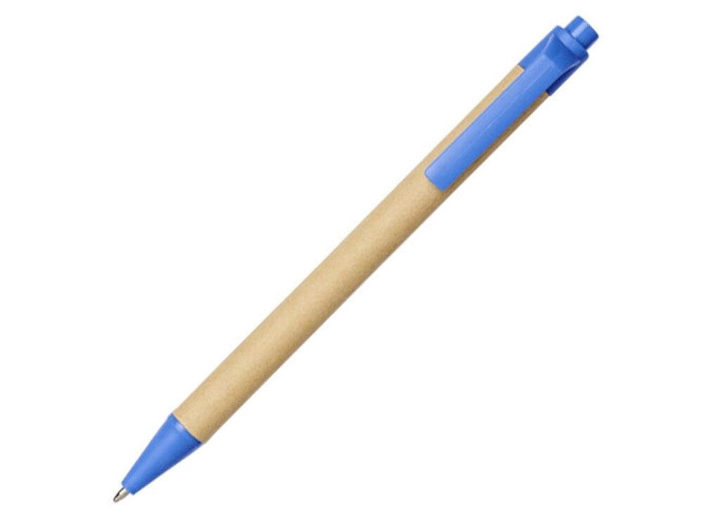 Шариковая ручка Berk из переработанного картона и кукурузного пластика, натуральный/синий от компании ТОО VEER Company Group / Одежда и сувениры с логотипом - фото 1