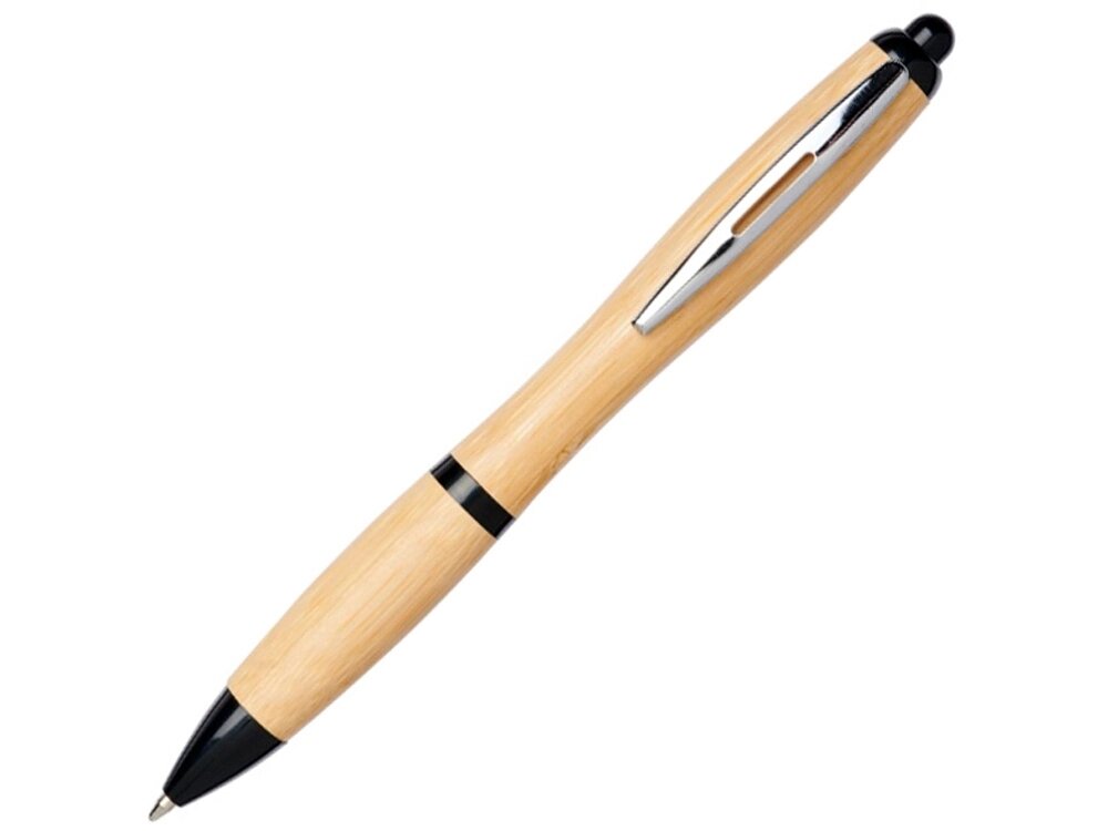 Шариковая ручка Nash из бамбука, натуральный/черный от компании ТОО VEER Company Group / Одежда и сувениры с логотипом - фото 1