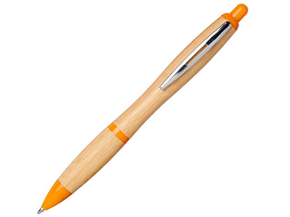 Шариковая ручка Nash из бамбука, натуральный/оранжевый от компании ТОО VEER Company Group / Одежда и сувениры с логотипом - фото 1
