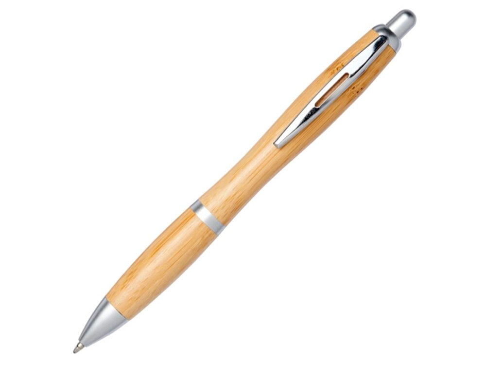 Шариковая ручка Nash из бамбука, натуральный/серебристый от компании ТОО VEER Company Group / Одежда и сувениры с логотипом - фото 1