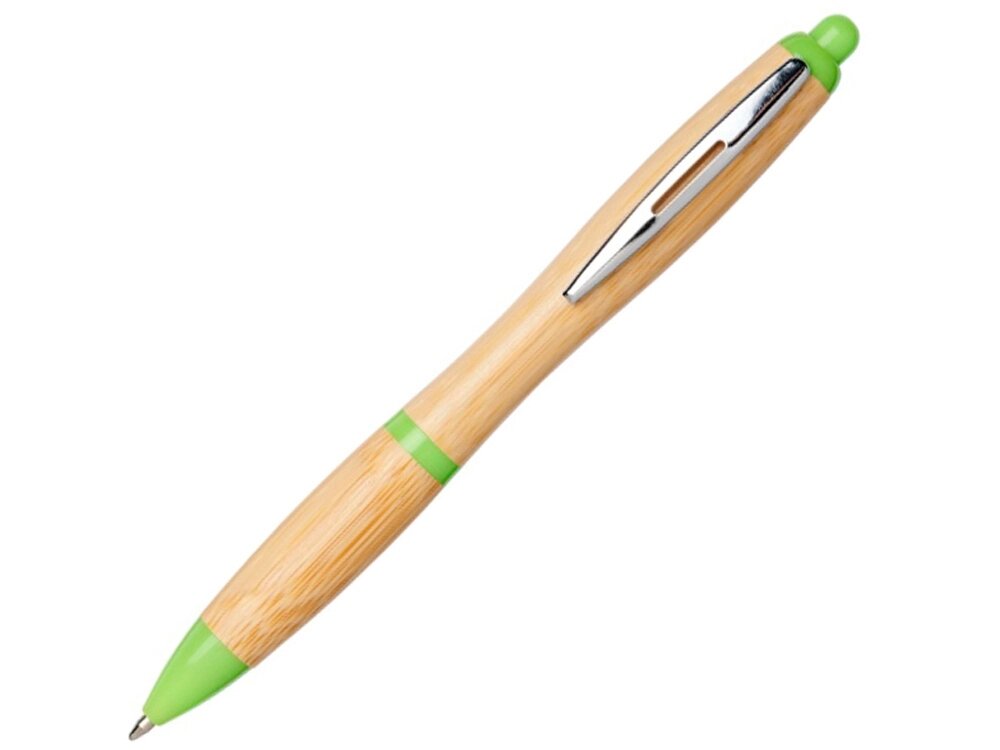 Шариковая ручка Nash из бамбука, натуральный/зеленое яблоко от компании ТОО VEER Company Group / Одежда и сувениры с логотипом - фото 1