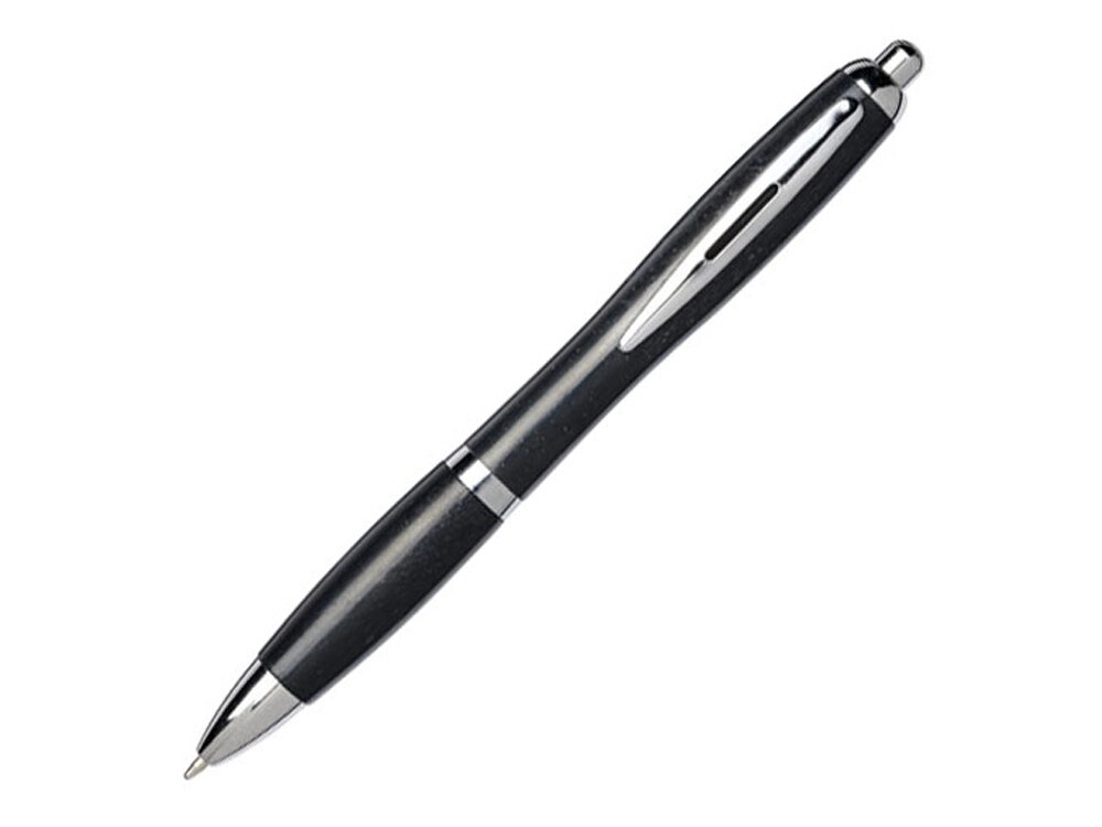 Шариковая ручка Nash из пшеничной соломы с хромированным наконечником, черный от компании ТОО VEER Company Group / Одежда и сувениры с логотипом - фото 1