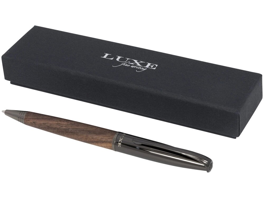 Шариковая ручка с деревянным корпусом Loure, черный/коричневый от компании ТОО VEER Company Group / Одежда и сувениры с логотипом - фото 1