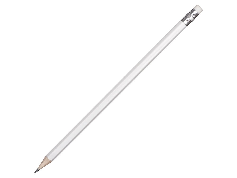 Шестигранный карандаш с ластиком Presto, белый от компании ТОО VEER Company Group / Одежда и сувениры с логотипом - фото 1