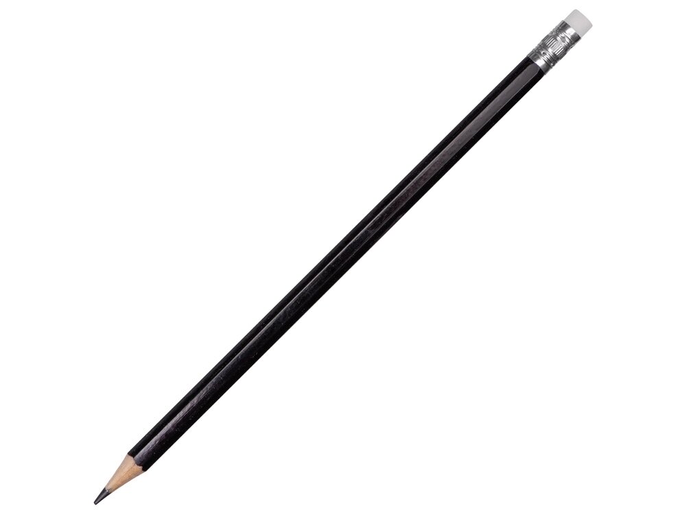 Шестигранный карандаш с ластиком Presto, черный от компании ТОО VEER Company Group / Одежда и сувениры с логотипом - фото 1