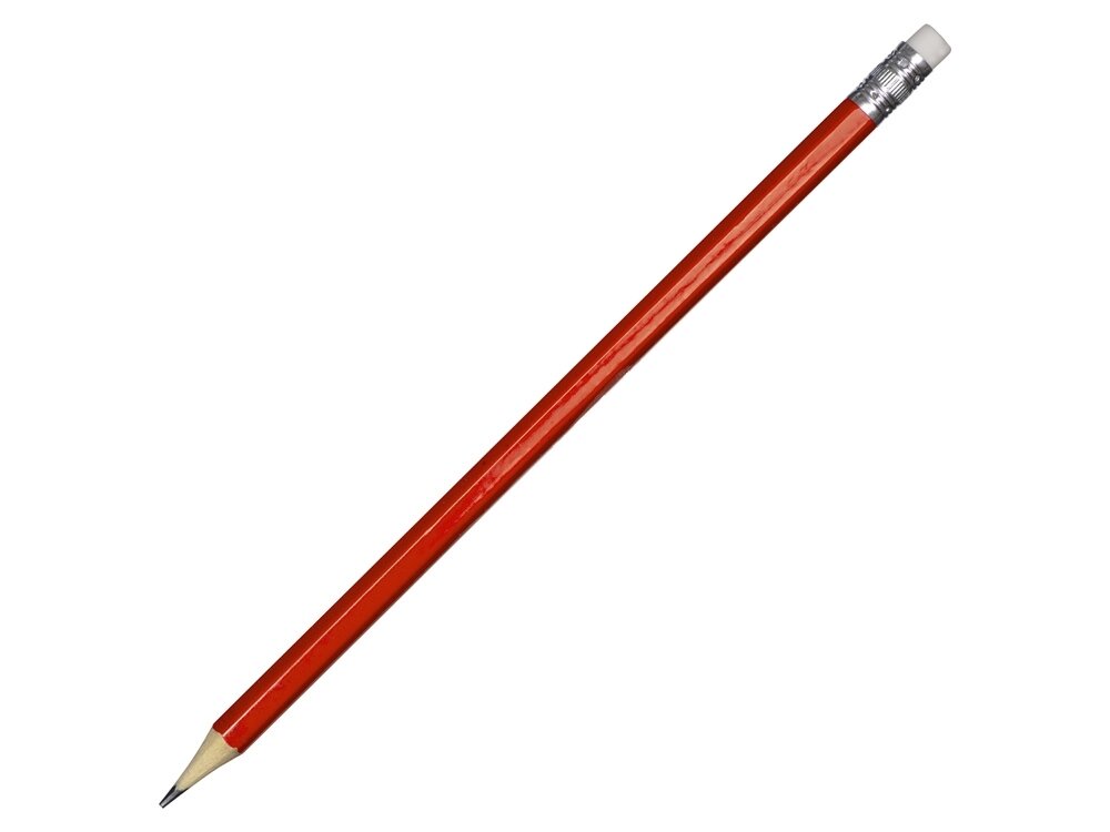 Шестигранный карандаш с ластиком Presto, красный от компании ТОО VEER Company Group / Одежда и сувениры с логотипом - фото 1