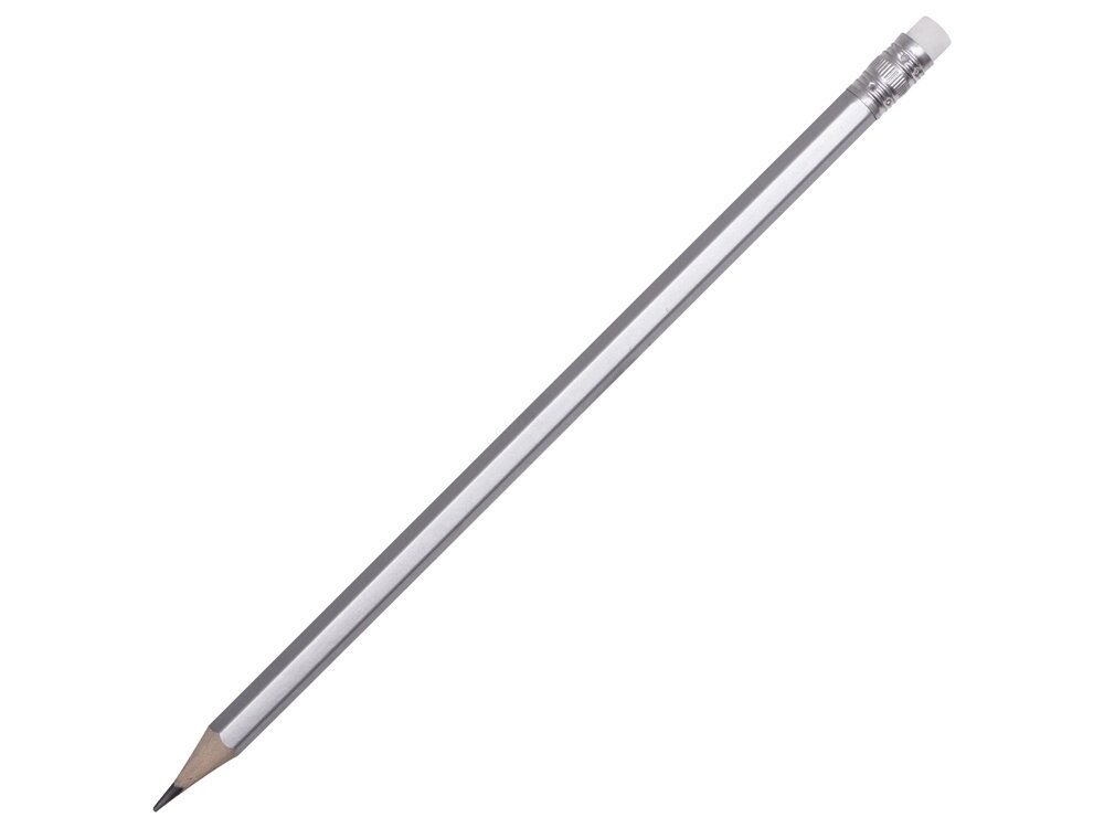 Шестигранный карандаш с ластиком Presto, серебряный от компании ТОО VEER Company Group / Одежда и сувениры с логотипом - фото 1