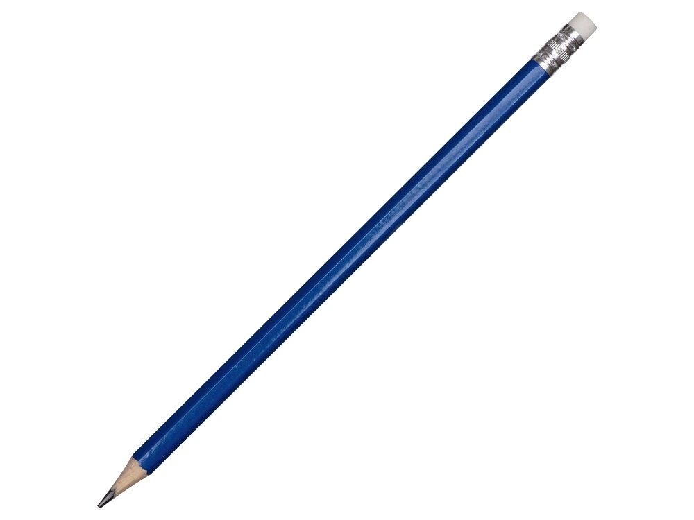 Шестигранный карандаш с ластиком Presto, синий от компании ТОО VEER Company Group / Одежда и сувениры с логотипом - фото 1