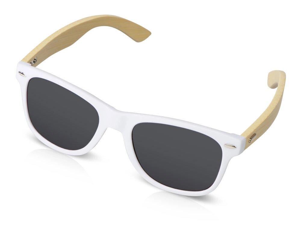 Солнцезащитные очки Rockwood с бамбуковыми дужками в сером футляре, белый от компании ТОО VEER Company Group / Одежда и сувениры с логотипом - фото 1