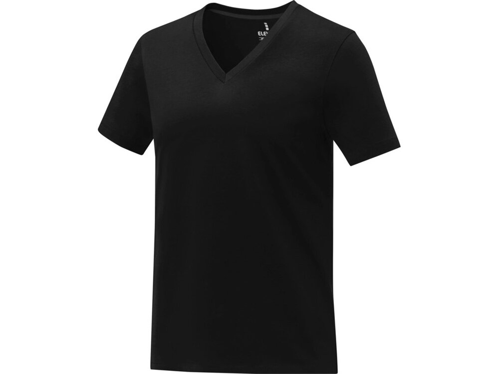 Somoto Женская футболка с коротким рукавом и V-образным вырезом , черный от компании ТОО VEER Company Group / Одежда и сувениры с логотипом - фото 1