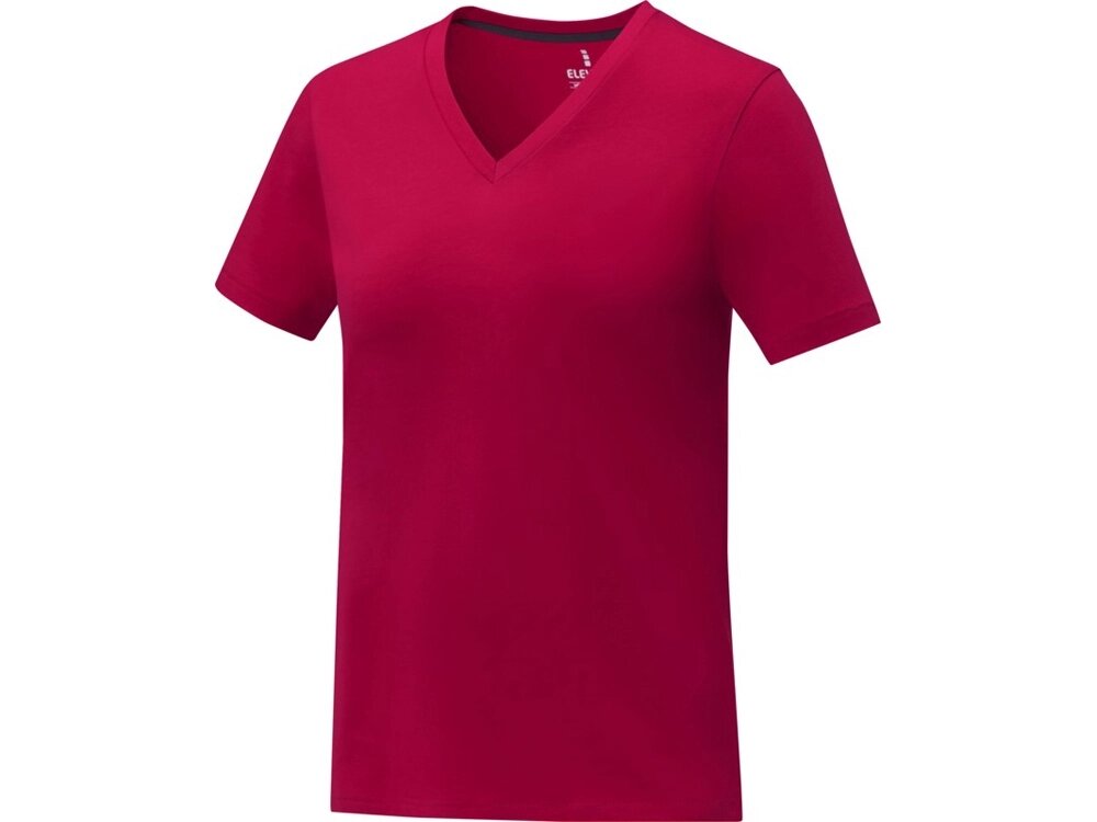 Somoto Женская футболка с коротким рукавом и V-образным вырезом , красный от компании ТОО VEER Company Group / Одежда и сувениры с логотипом - фото 1