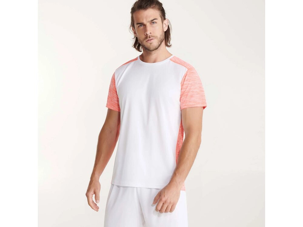 Спортивная футболка Zolder мужская, белый/меланжевый неоновый коралловый от компании ТОО VEER Company Group / Одежда и сувениры с логотипом - фото 1