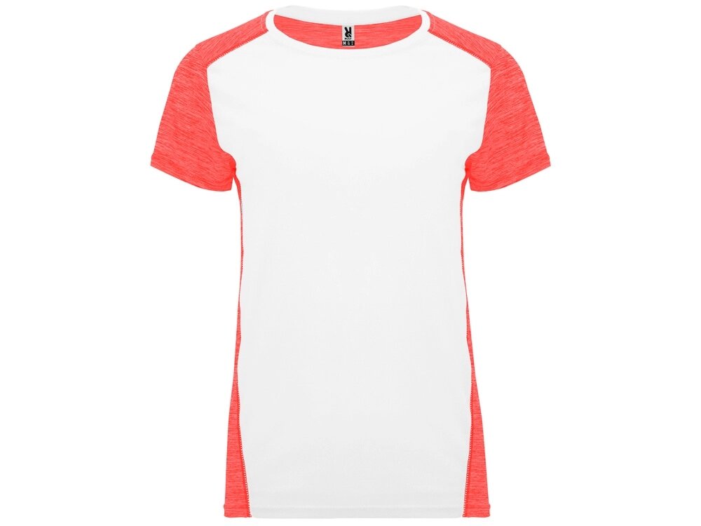 Спортивная футболка Zolder женская, белый/меланжевый неоновый коралловый от компании ТОО VEER Company Group / Одежда и сувениры с логотипом - фото 1
