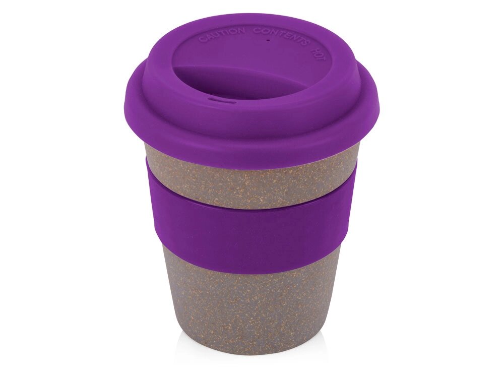 Стакан с силиконовой крышкой Cafe, фиолетовый от компании ТОО VEER Company Group / Одежда и сувениры с логотипом - фото 1