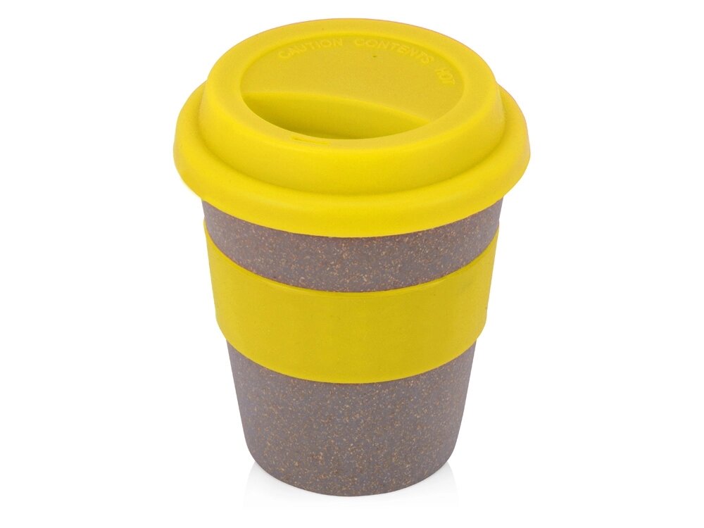 Стакан с силиконовой крышкой Cafe, желтый от компании ТОО VEER Company Group / Одежда и сувениры с логотипом - фото 1