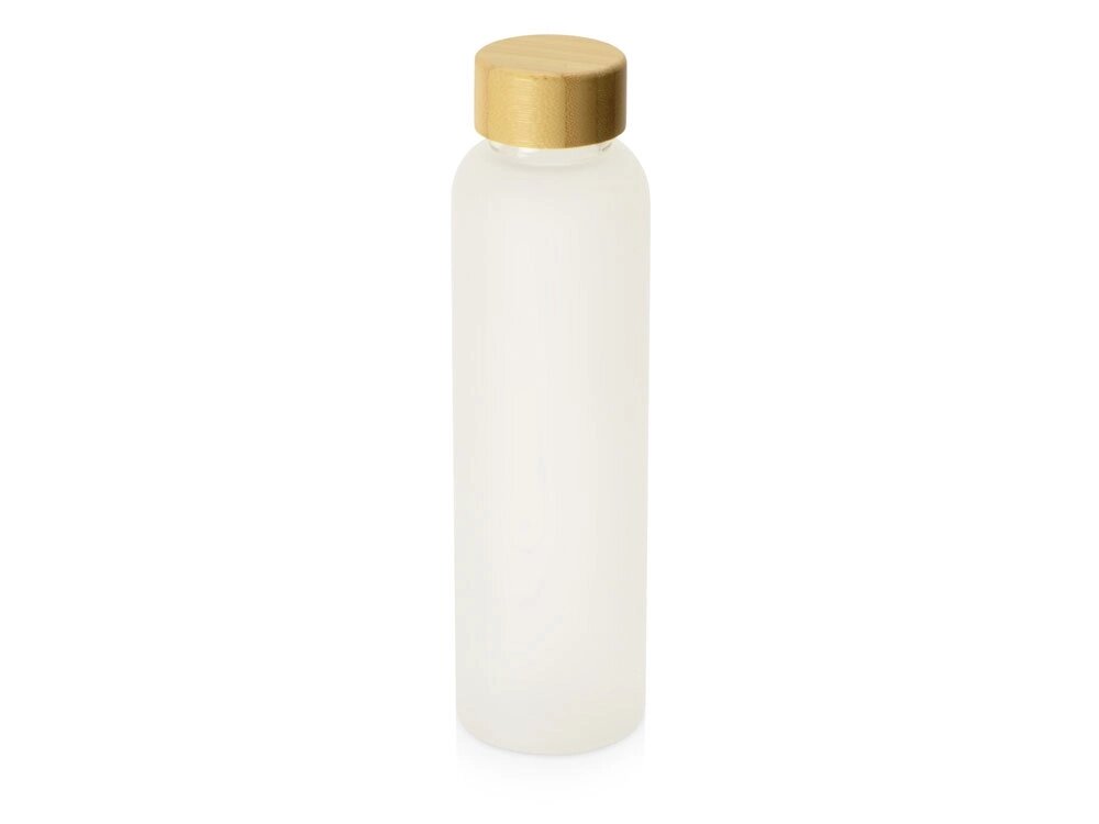 Стеклянная бутылка с бамбуковой крышкой Foggy, 600мл, белый от компании ТОО VEER Company Group / Одежда и сувениры с логотипом - фото 1