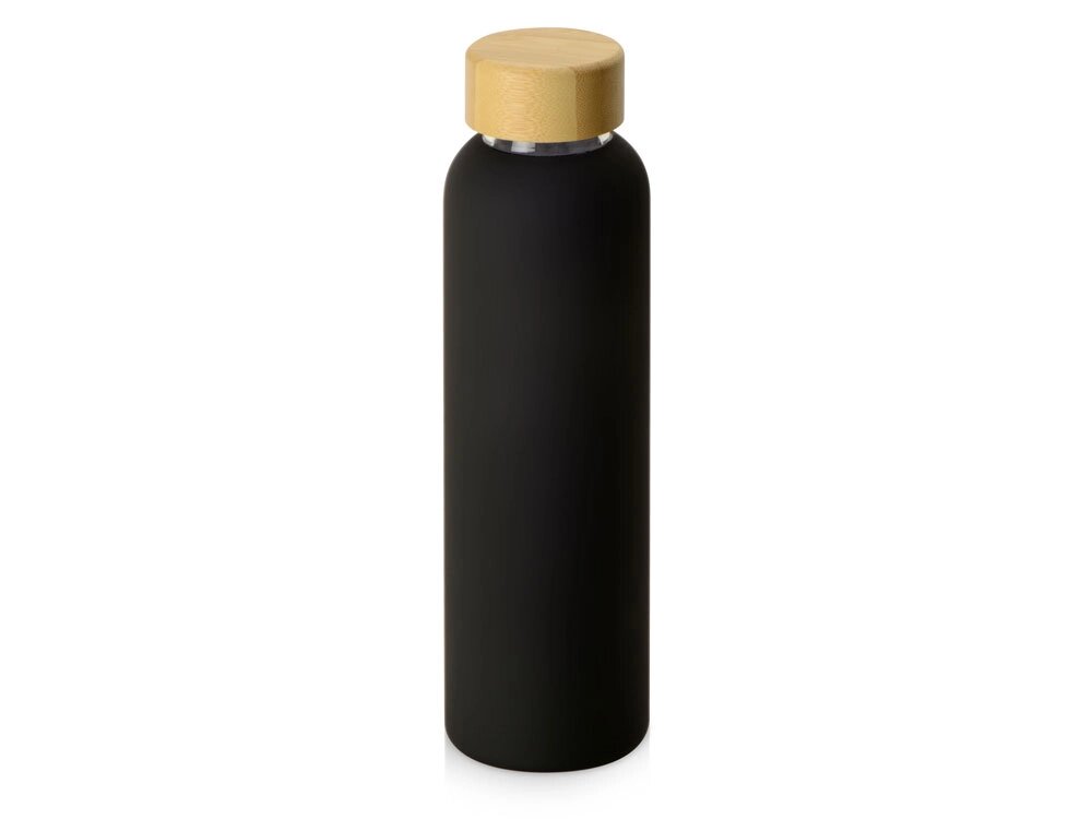Стеклянная бутылка с бамбуковой крышкой Foggy, 600мл, черный (Р) от компании ТОО VEER Company Group / Одежда и сувениры с логотипом - фото 1