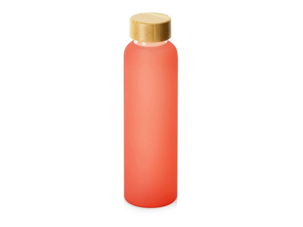 Стеклянная бутылка с бамбуковой крышкой Foggy, 600мл, красный от компании ТОО VEER Company Group / Одежда и сувениры с логотипом - фото 1
