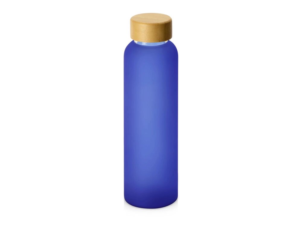 Стеклянная бутылка с бамбуковой крышкой Foggy, 600мл, синий от компании ТОО VEER Company Group / Одежда и сувениры с логотипом - фото 1