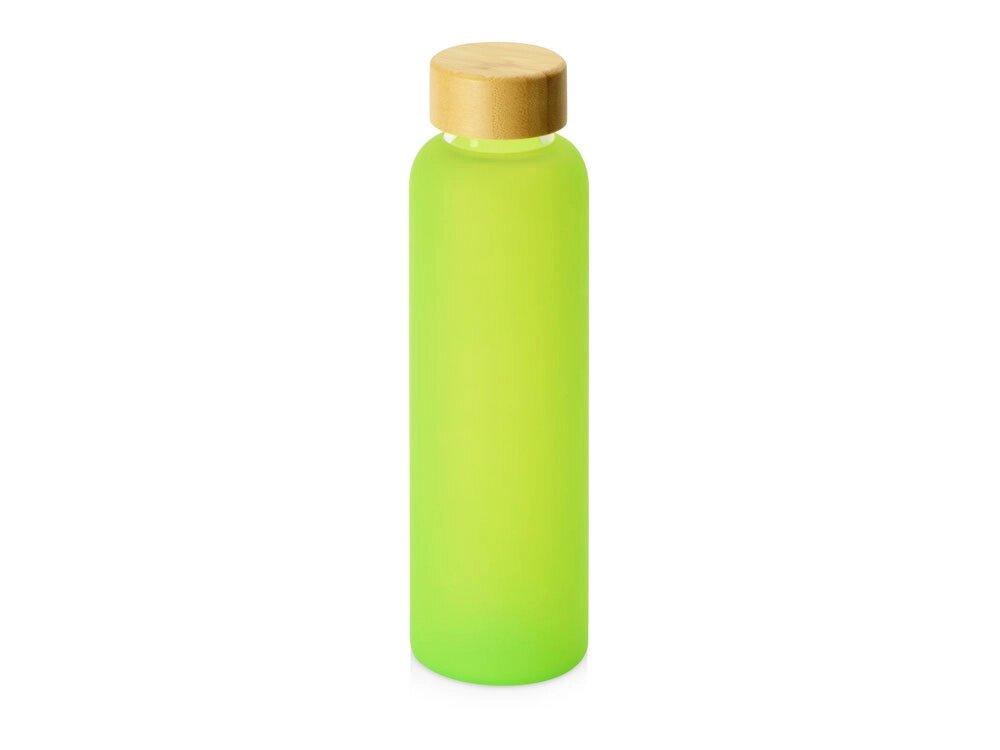 Стеклянная бутылка с бамбуковой крышкой Foggy, 600мл, зеленое яблоко от компании ТОО VEER Company Group / Одежда и сувениры с логотипом - фото 1