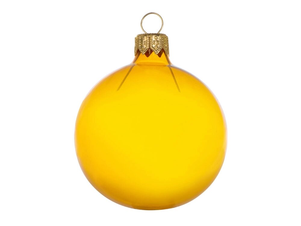 Стеклянный шар желтый полупрозрачный, заготовка шара 6 см, цвет 21 от компании ТОО VEER Company Group / Одежда и сувениры с логотипом - фото 1